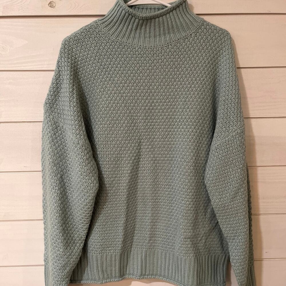NWT Zesica Blue Chunky Knit Turtleneck Pullover Sweater Size Large